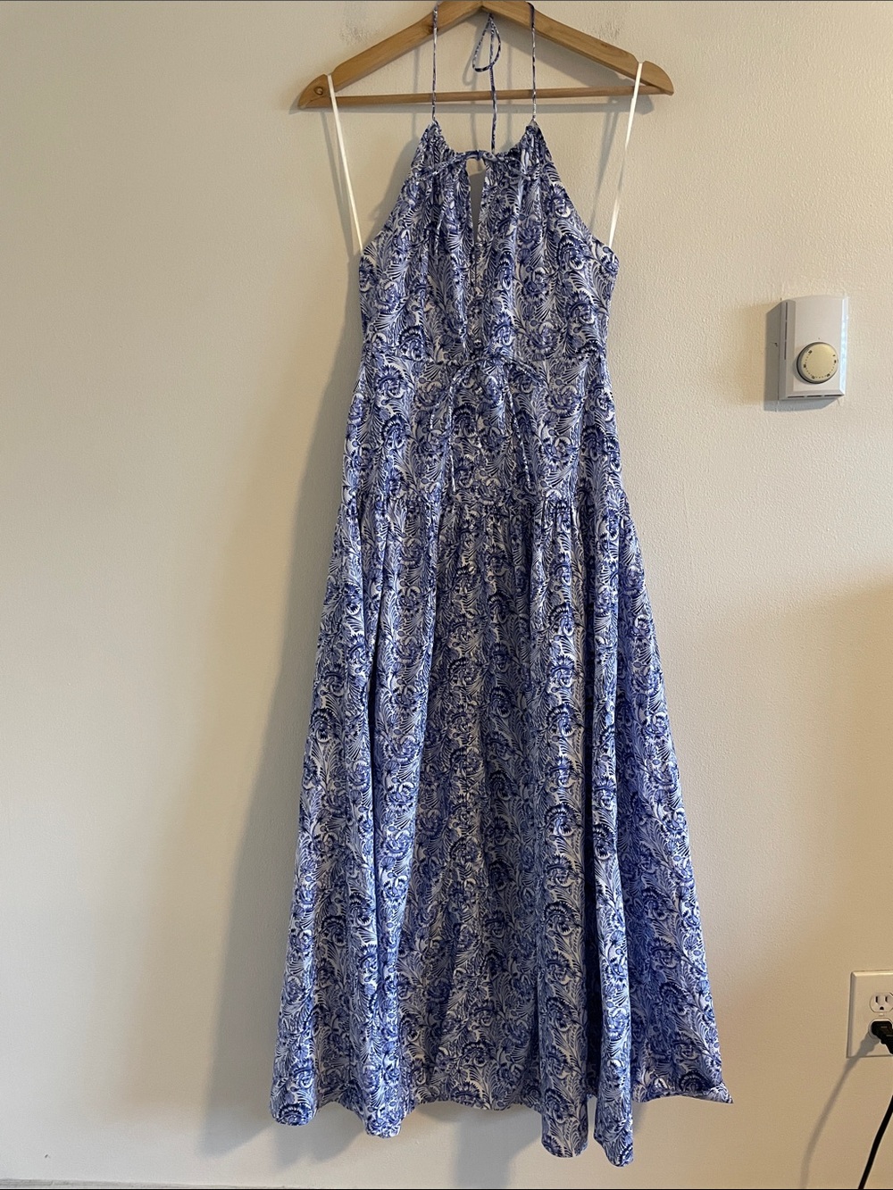 J. Crew Collection Anguilla Halter Dress Women’s Size 0 Dandelion Swirl Blue NWT - Picture 3 of 11